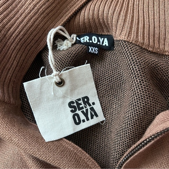 NWT SER.O.YA Abi Oversized Pullover Sweater Brown Black Sz XXS - Picture 11 of 12